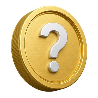 Moneta 3D d’oro con punto interrogativo usata come elemento decorativo nella pagina FAQ